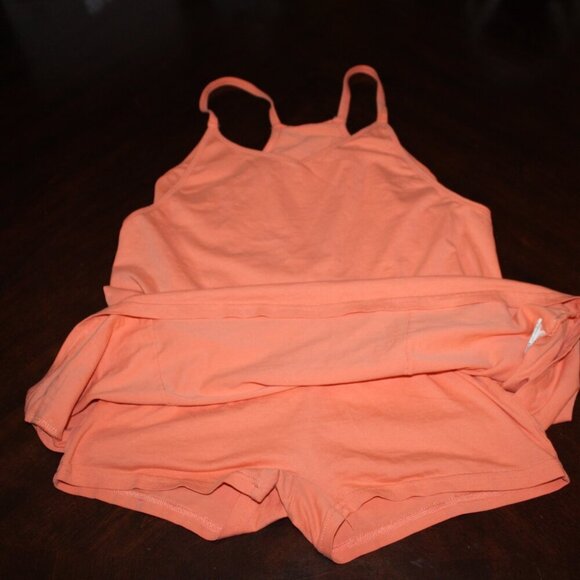 Women’s Orange Tank Dress with Built-In Shorts & Zipper Pocket | Size Small - Picture 3 of 9